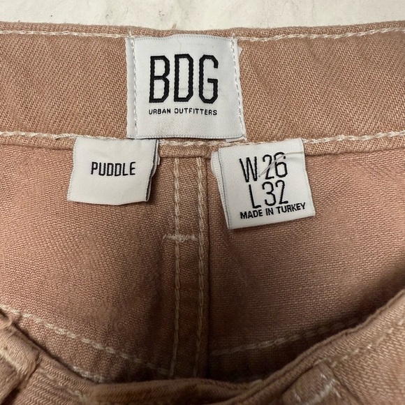 Urban Outfitters BGD Wide Leg Puddle Jeans In Tan Blush Pink Swirl 26 - Picture 4 of 12